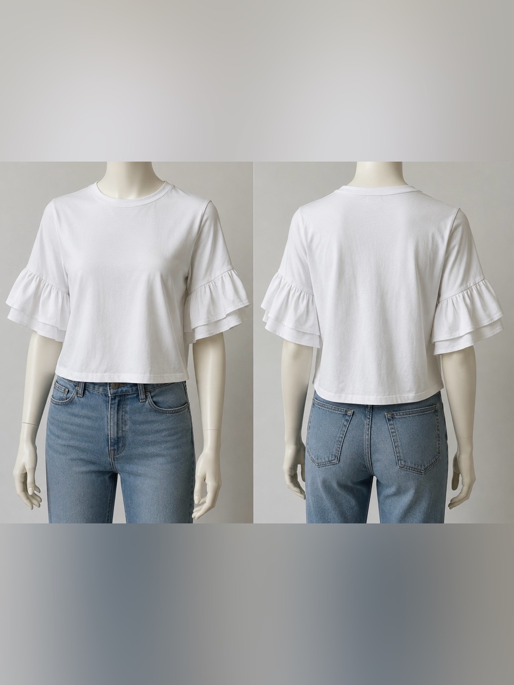 Veronica Beard Jeans White Bell Sleeve Crewneck Top Blouse - Picture 2 of 9